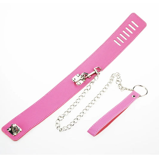 Lock Collar And Steel Leash Pink Bdsm Fetish Dog Bondage play Set Couples Adult Game Collars Sex Toys Master Slave Erotic Neck
