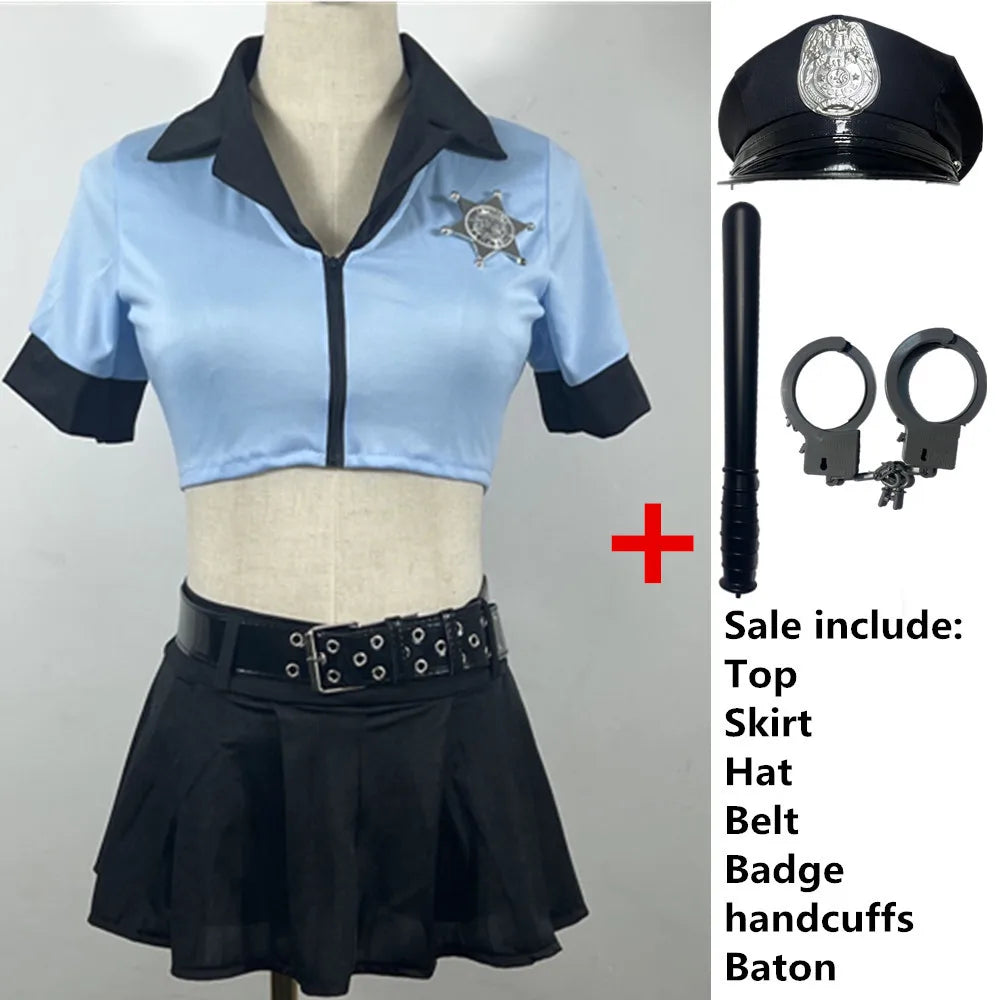 Women's Police Role-playing Costume Adult Sexy Cop Outfit Performance Halloween Carnival Cosplay