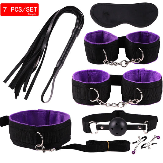 BDSM Sexual Couples Kit 1 Set 7Pcs Sex toys For Women Erotic Accessories Handcuffs Session Sex Game Adult Sexy Toys sexyshop 18+