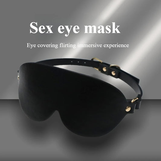 SM Blindfold 100% Light Blocking PU Leather Mask for Couples BDSM Play Sensory Deprivation Hood Fetish Bondage Role Play