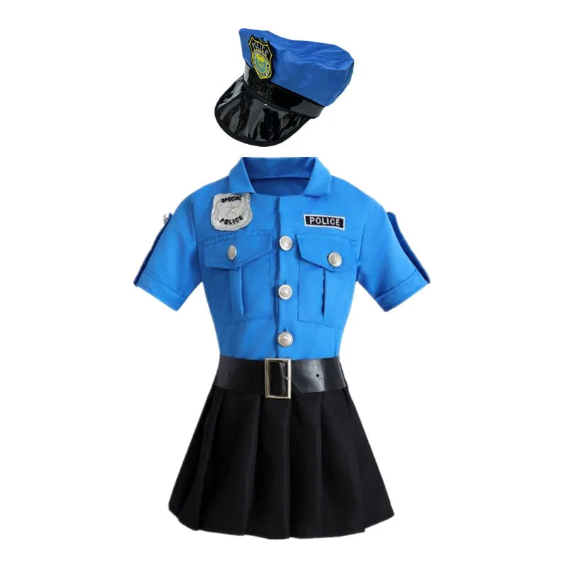 Police Role Play Dress Dressup Clothes Police Officer Uniform Playsuits Halloween Performance Costumes