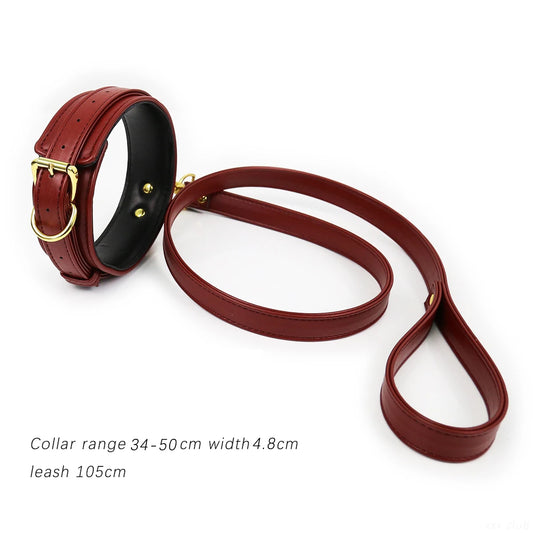 Thierry BDSM Products Bondage PU Leather Collar With Leash  Erotic Sex Toys  Restraint Fetish Adult Games Sex Toys For Couples