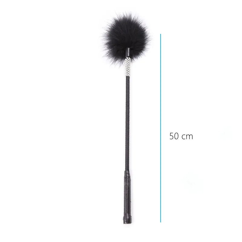 Flirt Tickle Erotic Feather with Fetish Punish Leather Spank Whip for Men Women Sex Blindfolded Stimulation Teasing Stick Toys