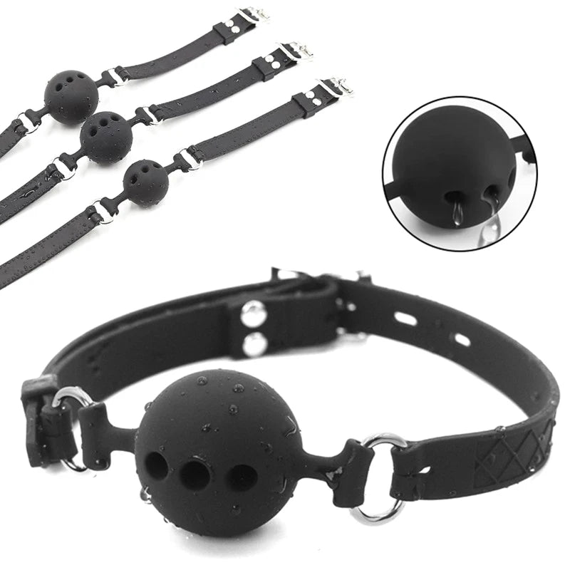 Mouth Gags Bondage Restraints Silicone Mouth Gag Breathable Ball Gag Adjustable Belt Mouth Sex Toy Flirting Props For Adult Game