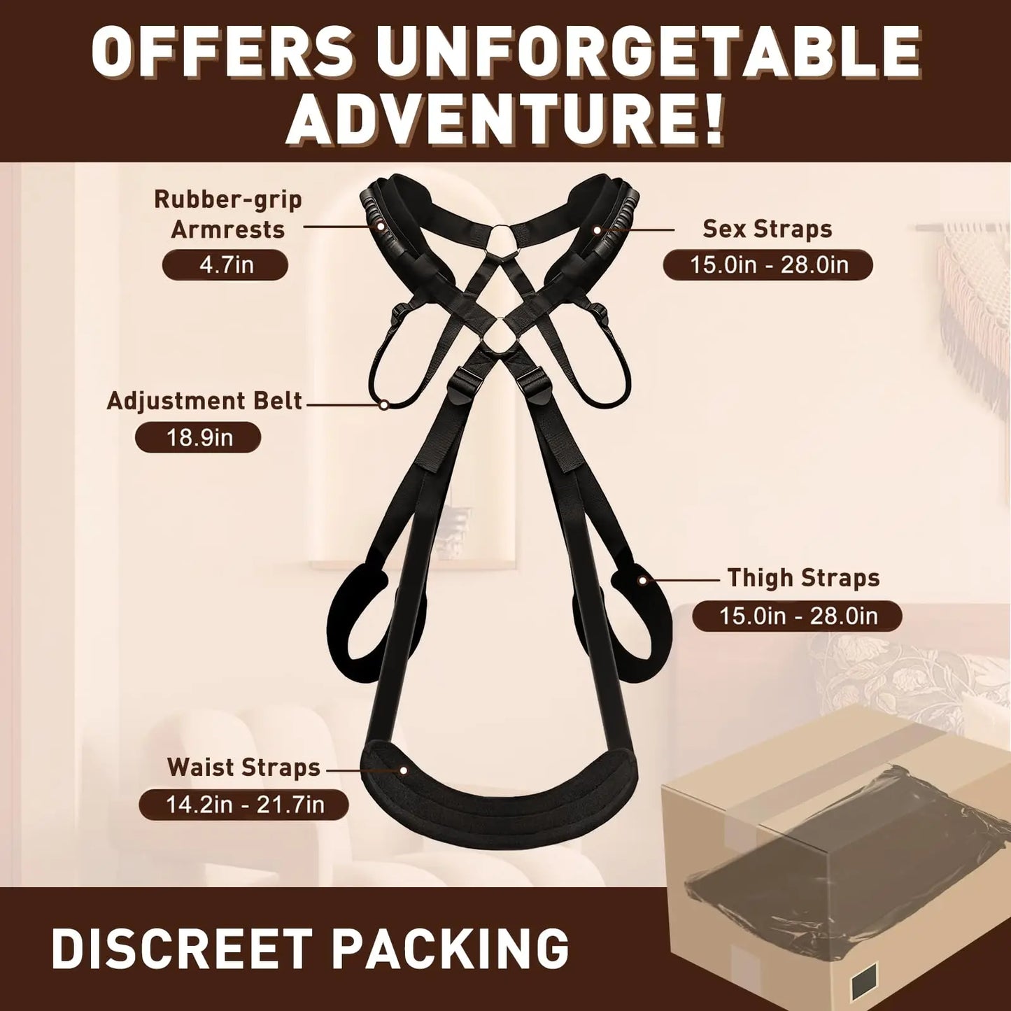 BDSM Sex Swing Set with Bondage Love Slings for Couples Adjustable Strap Adult Sex Toy Soft Plush Padding Mat Sex Restraints Toy