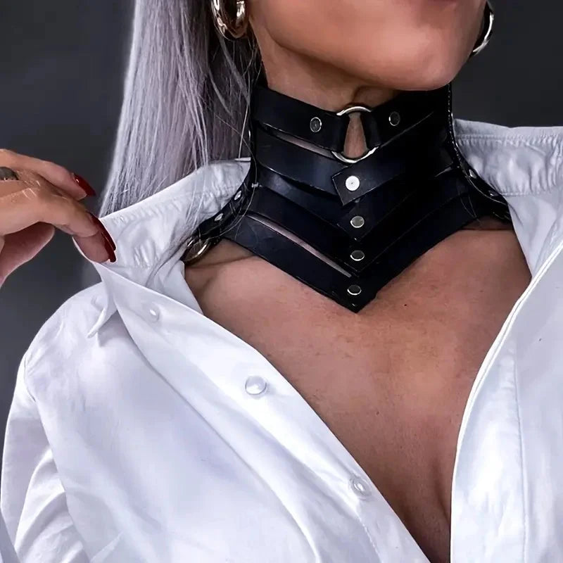 Bdsm Bondage Lingerie Sexy Leather Collar Harness Woman Erotic Leather Neck Harness Fetish Wear Women Neck Accessorie