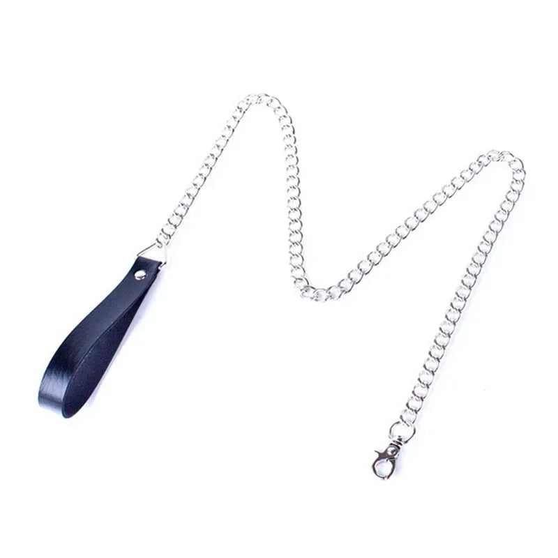 BDSM Bondage Dog Collar Neck PU Leather Slave Fetish Leash Chain Harness SM Games Sex Collar Adults Sex Products For Women Men