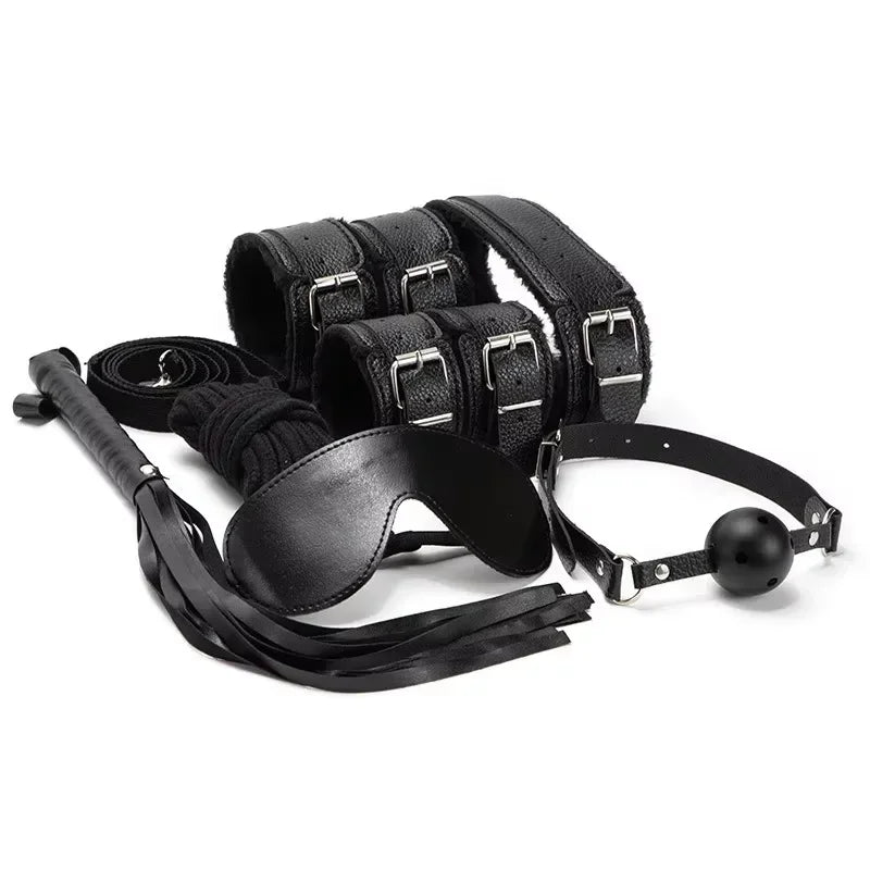 BDSM Kit Tool Set Soft PU Erotic Games Paras Pareja Adult Toy, Slave Restraints, Handcuffs, Sex Whips, Sex Toys Combination Suit