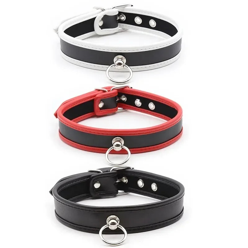 BDSM Bondage Dog Collar Neck PU Leather Slave Fetish Leash Chain Harness SM Games Sex Collar Adults Sex Products For Women Men