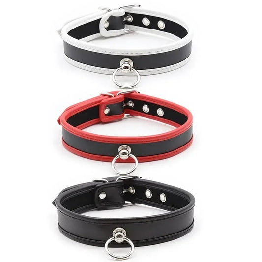 BDSM Bondage Dog Collar Neck PU Leather Slave Fetish Leash Chain Harness SM Games Sex Collar Adults Sex Products For Women Men