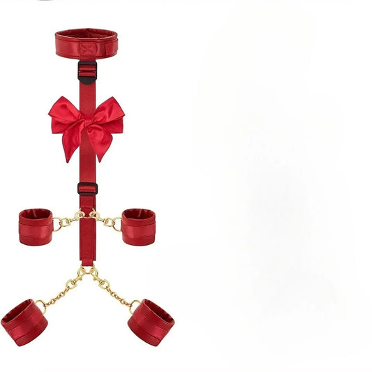 BDSM Training Bondage Sex Toys Adjustable Handcuffs and Leg Cuffs PU Collar and Bra Couple Toys SM Slave Props for Men and Women