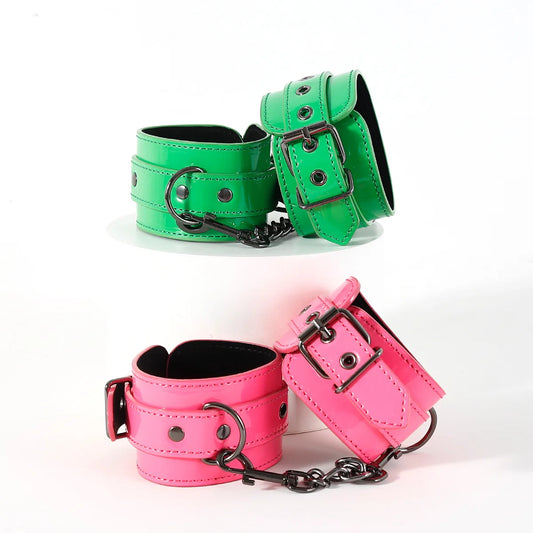 High quality Handcuffs Sexy Metal Adjustable PU Leather Restraints Erotic Wives Cuff Sex Toys for Couples Adult Games Supplies