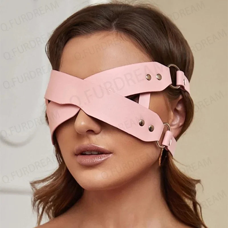 Bdsm Eye Mask Sex Bondage Adult Game Couples PU Leather Eye Mask Wearble Costumes For Women Man Cosplay Toys Fun Prop Halloween