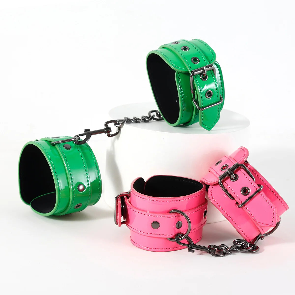 High quality Handcuffs Sexy Metal Adjustable PU Leather Restraints Erotic Wives Cuff Sex Toys for Couples Adult Games Supplies