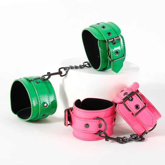 High quality Handcuffs Sexy Metal Adjustable PU Leather Restraints Erotic Wives Cuff Sex Toys for Couples Adult Games Supplies