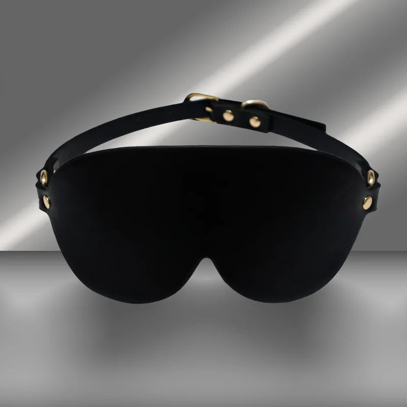 SM Blindfold 100% Light Blocking PU Leather Mask for Couples BDSM Play Sensory Deprivation Hood Fetish Bondage Role Play