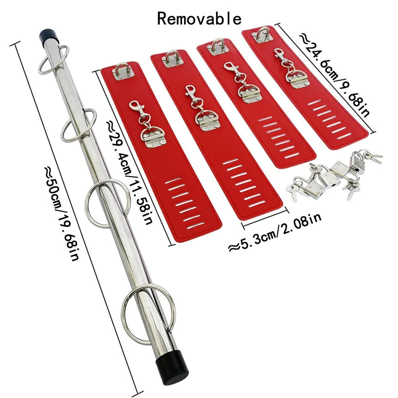 Stainless Steel BDSM Bondage Locking Kneeling Frame Handcuffs Collar Set Dildo Anal Plug Dog Slave Sex Toy Tool For Men Gay