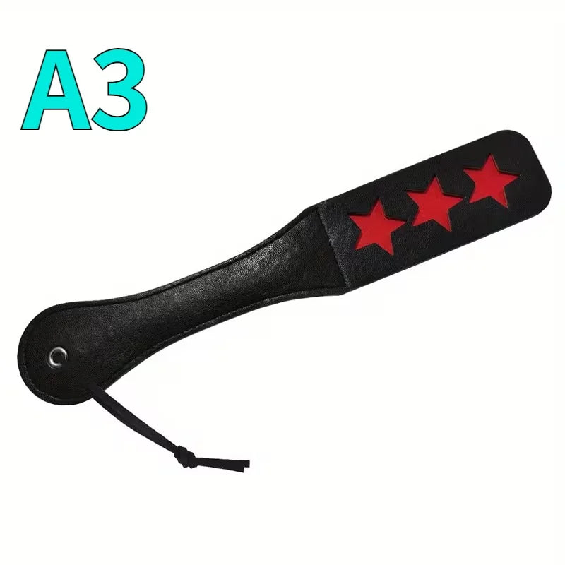 Double-Layer PU Leather Erotic Paddle, Heart-Shaped LOVE Riding Crop Erotic Toy, Fun Training Paddle