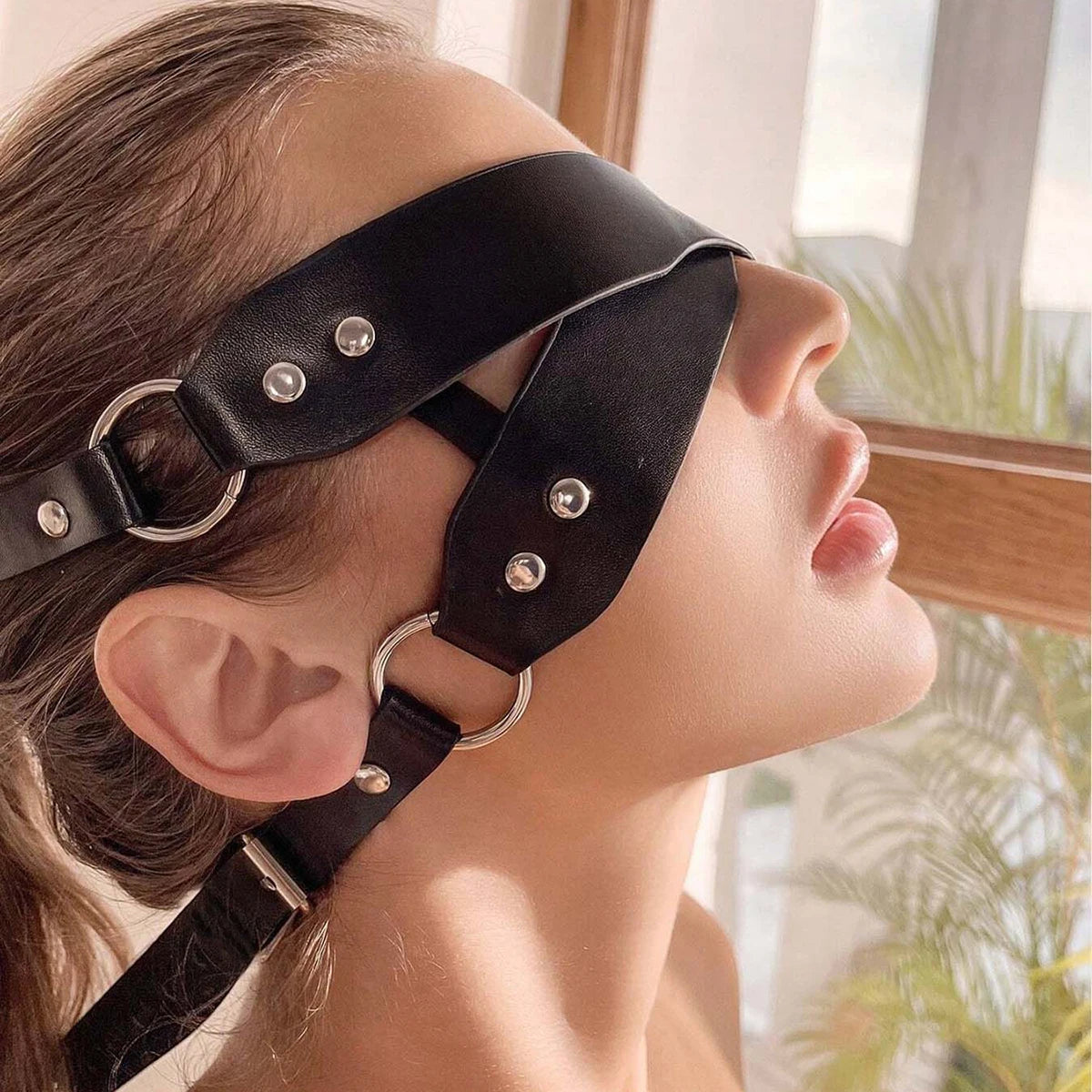 Blindfold Mask, Leather Costume Mask, Cosplay Mask for , Blackout mask, Sensual Blind Mask, Cosplay Blindfold Masquerade Mask