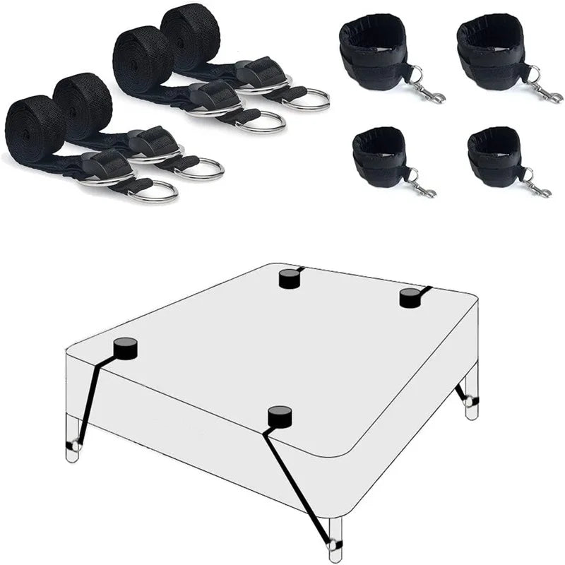 BDSM Bed Restraint Handcuff Ankle Cuffs Bondage Gear Couple Bedroom SM Slave Play Erotic Games Sex Toy Sets Adjustable Straps