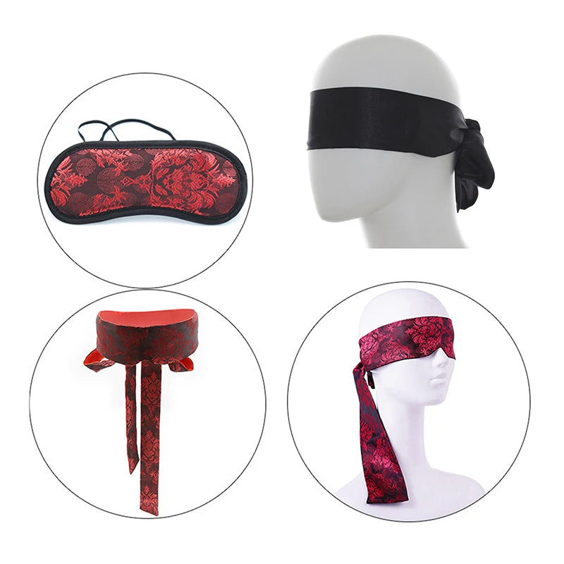 1Pc Satin Sensory Blindfold ,Deep Red Double-Layer Padded Design Bondage Eye Mask for Adult Couples Play & Sensory Exploration