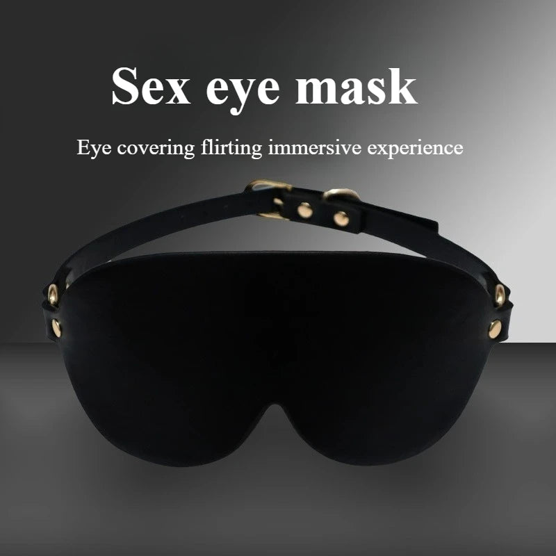 SM Blindfold 100% Light Blocking PU Leather Mask for Couples BDSM Play Sensory Deprivation Hood Fetish Bondage Role Play