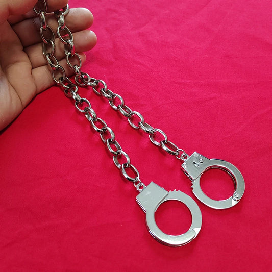 Unisex Adjustable Toe Lock Metal Chain Thumb Handcuffs BDSM Hand Foot Restraint Cuffs Erotic Sex Toys for Women Men