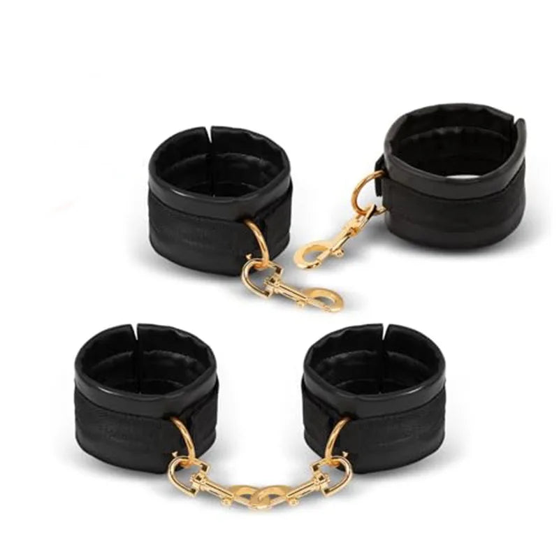 Sex Bondage BDSM Kit Restraints 4PCS Sets with Adjustable Handcuffs Wrist Ankle Cuff Fetish Adult SM Games Sex Toys for Beginner