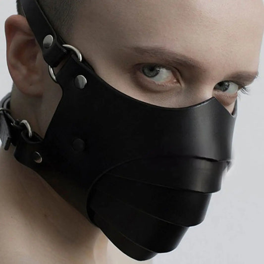 Gothic Punk Leather BDSM Mask Fetish Slave Motorcycle Haze Face Mask Adult Games Cosplay Party Half Mask Sex Toys