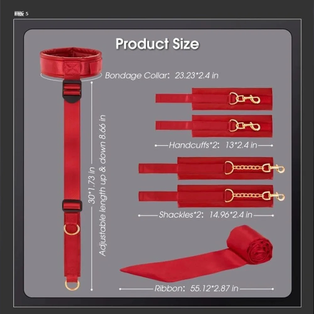 BDSM Training Bondage Sex Toys Adjustable Handcuffs and Leg Cuffs PU Collar and Bra Couple Toys SM Slave Props for Men and Women