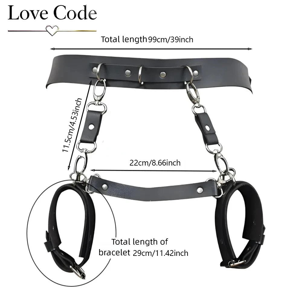 BDSM Bondage  Women's Pop Punk Belt Binding Belt  Handcuffs Bondage Kit  Role Sex Toys For Couples