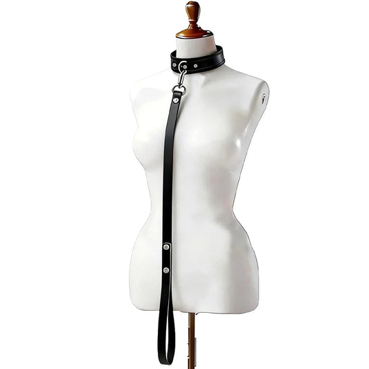 Exotic Accessories of Bdsm Slave Bondage Leather Collar with Leash Belt Choker Necklace Animal Pet Accessories Adjustable Black