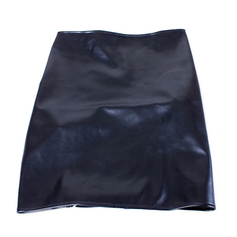BDSM Role Play Faux Leather Lingerie with Sexy Adjustable Open Crotch Hip Hugging Waist Skirt for Women Adult Game Sex Toys