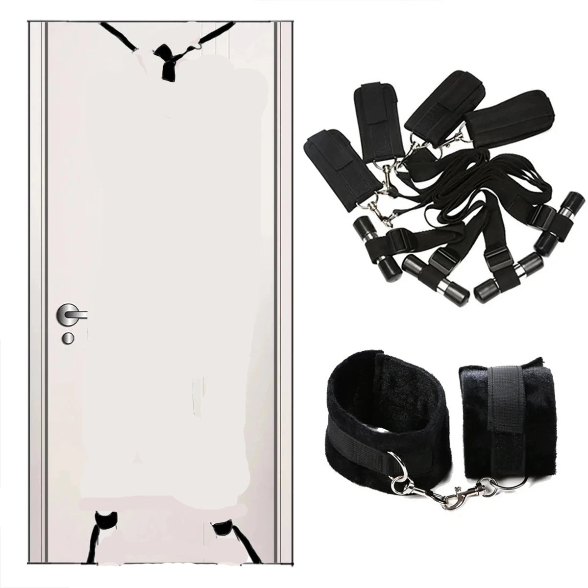 BDSM Door Hang Handcuff Restraint Sex Toy Set Body Control Leg Split Ankle Cuffs Straps System Adult Easy Install Sex Machine