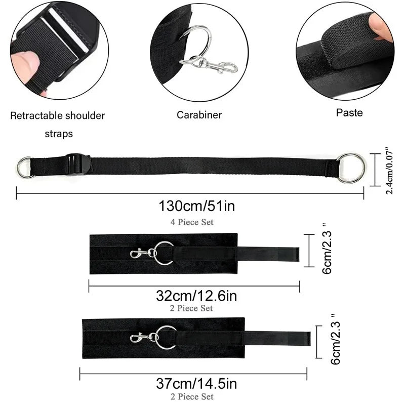 BDSM Bed Restraint Handcuff Ankle Cuffs Bondage Gear Couple Bedroom SM Slave Play Erotic Games Sex Toy Sets Adjustable Straps