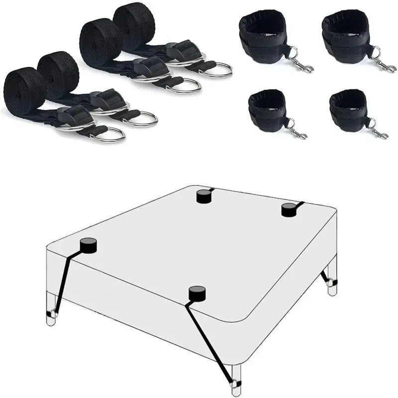 BDSM Bed Restraint Handcuff Ankle Cuffs Bondage Gear Couple Bedroom SM Slave Play Erotic Games Sex Toy Sets Adjustable Straps