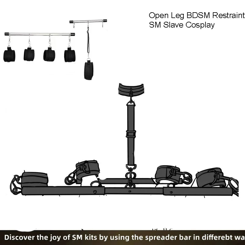 SM Bar Spreader Sex Toy BDSM Handcuff Restraint Leg Cuffs Neck Collar Leash Open Thigh Sextoy Kits Adult Couple Erotic Game Tool