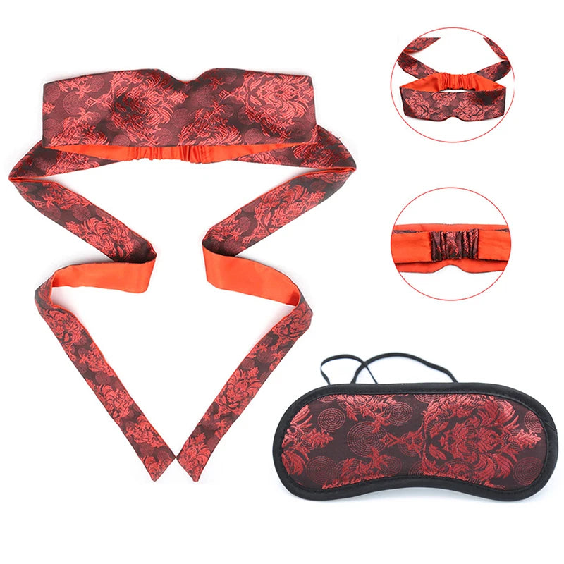 1Pc Satin Sensory Blindfold ,Deep Red Double-Layer Padded Design Bondage Eye Mask for Adult Couples Play & Sensory Exploration