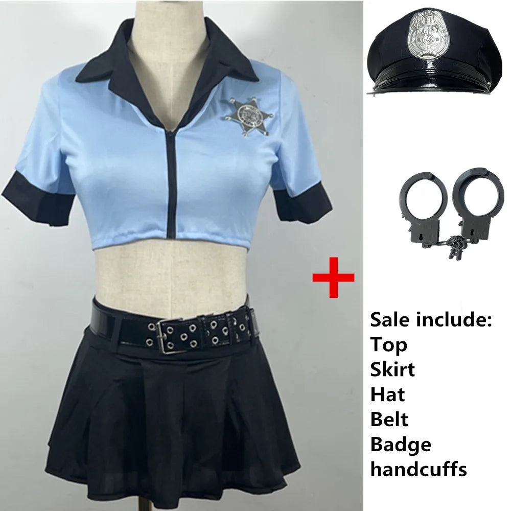 Women's Police Role-playing Costume Adult Sexy Cop Outfit Performance Halloween Carnival Cosplay