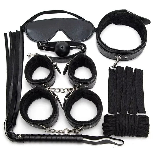 BDSM Kit Tool Set Soft PU Erotic Games Paras Pareja Adult Toy, Slave Restraints, Handcuffs, Sex Whips, Sex Toys Combination Suit