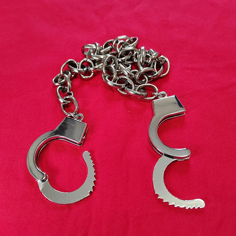 Unisex Adjustable Toe Lock Metal Chain Thumb Handcuffs BDSM Hand Foot Restraint Cuffs Erotic Sex Toys for Women Men