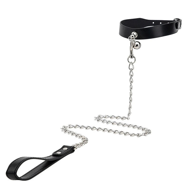 Bdsm Bondage Sex Collar PU leather Neck Restraint with Chain Leash BDSM Erotic Sex Toys For Women Couples Adult Games