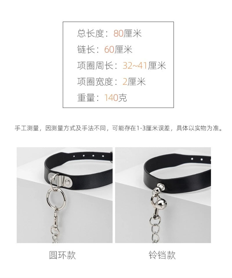Bdsm Bondage Sex Collar PU leather Neck Restraint with Chain Leash BDSM Erotic Sex Toys For Women Couples Adult Games