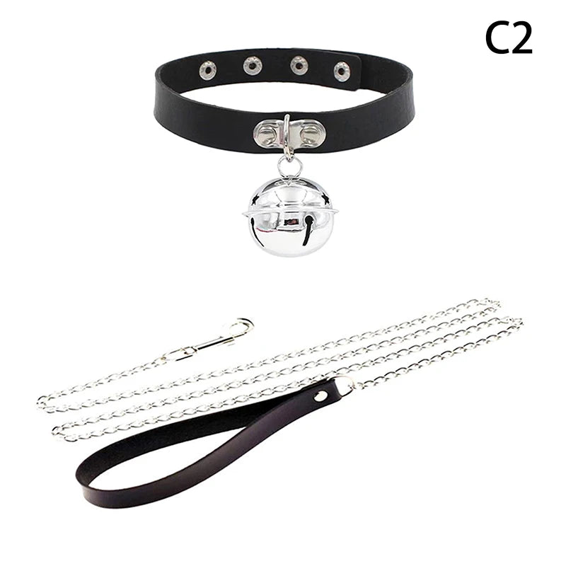 Sexy Necklace Collar Leather Bdsm Cosplay Heart Collars And Leash Set For Women Bondage Accessories Couple Game Role Play Props