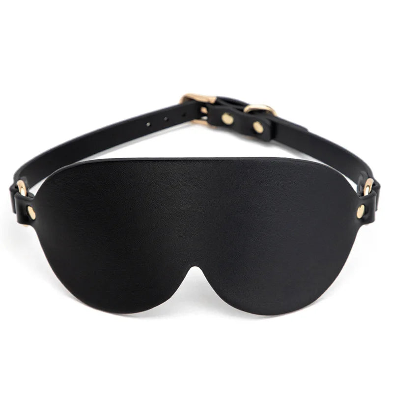 SM Blindfold 100% Light Blocking PU Leather Mask for Couples BDSM Play Sensory Deprivation Hood Fetish Bondage Role Play