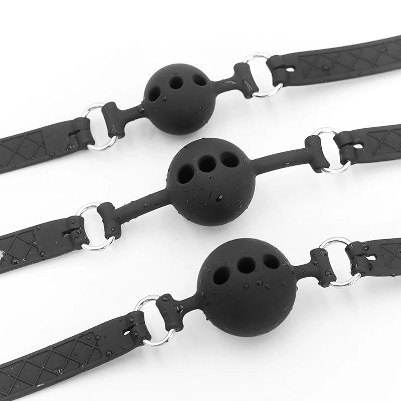 Mouth Gags Bondage Restraints Silicone Mouth Gag Breathable Ball Gag Adjustable Belt Mouth Sex Toy Flirting Props For Adult Game