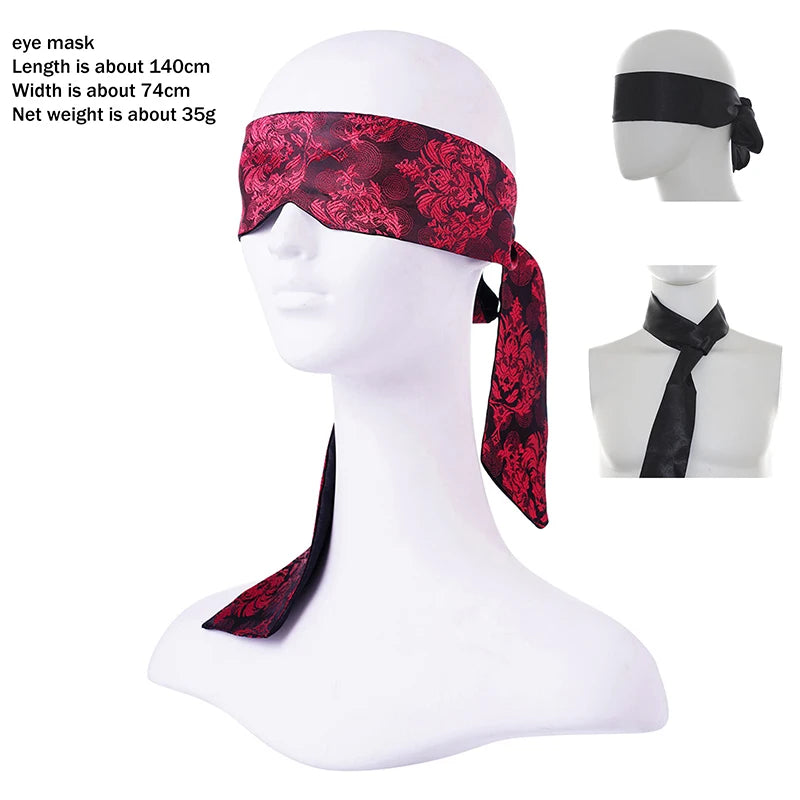 1Pc Satin Sensory Blindfold ,Deep Red Double-Layer Padded Design Bondage Eye Mask for Adult Couples Play & Sensory Exploration