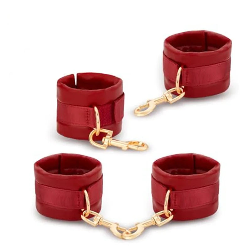 Sex Bondage BDSM Kit Restraints 4PCS Sets with Adjustable Handcuffs Wrist Ankle Cuff Fetish Adult SM Games Sex Toys for Beginner