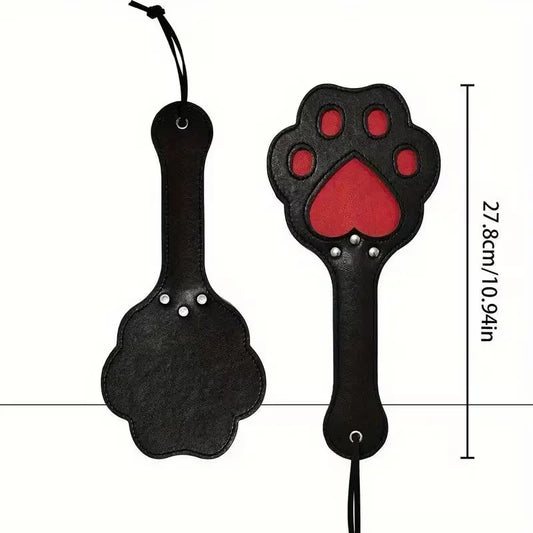 Double-Layer PU Leather Erotic Paddle, Heart-Shaped LOVE Riding Crop Erotic Toy, Fun Training Paddle
